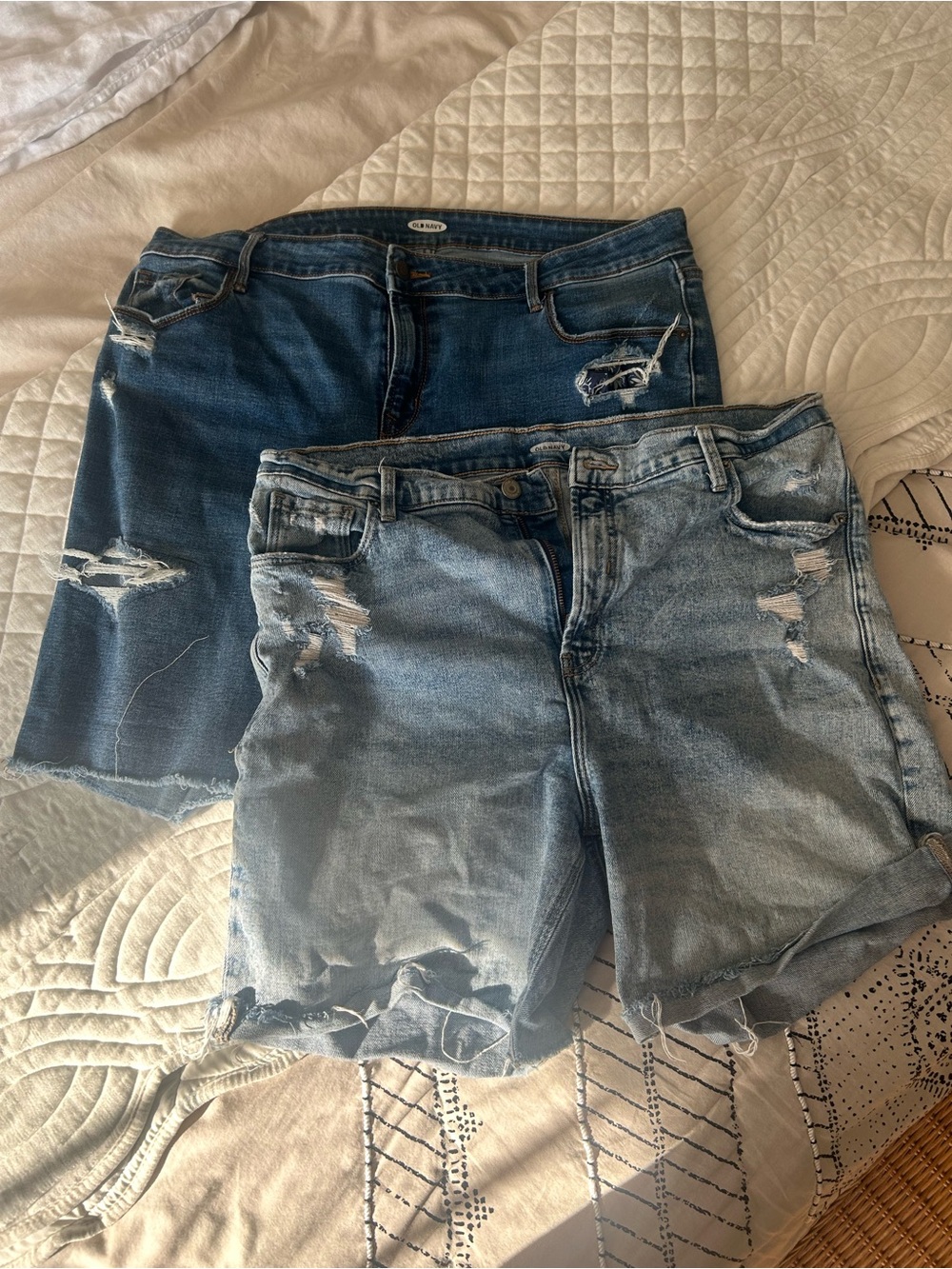 Lot of plus size Old Navy Distressed Denim Shorts - Dark Blue & Light Blue